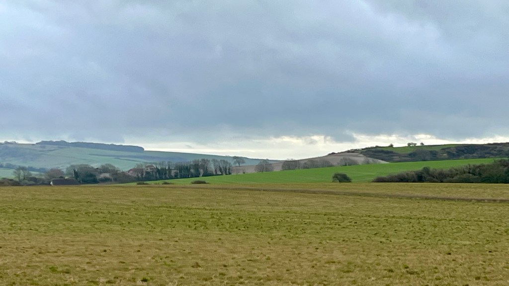 Photo showing the South Downs in Sussex on a cloudy day